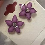 Purple Plumeria Stud Earrings Photo 3