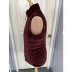 Free Country Women's Medium Quilted Vest Burgundy Zip Up Reversible Faux Fur Photo 7
