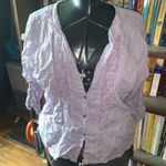 Johnny Was  lilac lace inlaid button down boho romantic M blouse Photo 0