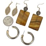 Mustard Yellow Beaded Earrings Bundle of 3 Pairs of Earrings Silver Gold Hoops Photo 5