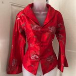 Vintage Red embroidered floral 100% Silk Asian Chinese Photo 6
