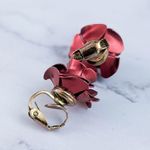 Vintage Clip On Earrings Red Rose Photo 6