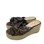 ZARA  Brown Snakeskin Jute Espadrille Platform Slide Sandals Size‎ 39 / US 8.5 Photo 4