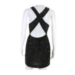 Lovers + Friends Black Sequin Mini Dress Cross Back Sleeveless Womens Size L Photo 3