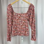 Handmade  Large Floral Square Neck Puff Sleeve Retro Boho Cottagecore Crop Top Photo 0