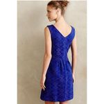 Anthropologie Maeve  Averie Jacquard Dress Blue 2 Embroidered Aztec Sleeveless Photo 4