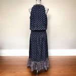 Ramy Brook  M 100% Silk Navy Floral Boho Maxi Dress Sleeveless Halter Resort Wear Photo 2