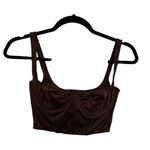 SKIMS Corset Womens XS Stretch Satin Bustier Cocoa Brown Cropped Balconette Photo 1