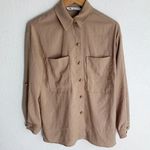 ZARA Gold Button Down Tan Shirt Sz Small Photo 2