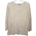 Marisa Christina linen blend beaded open knit crochet cardigan size XL Photo 19