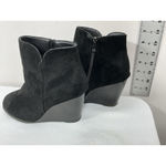 Womans Wedge Ankle Boots Eu 41 Us 10 Side Zip Round Toe Black Photo 3