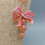J.Crew  Long Gold Tone Necklace Pink Beads & Tattered Bows 34" Photo 3