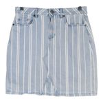 Loft  Striped Denim Mini Skirt Size 4 | Light Wash Blue White Nautical Y2K Photo 0