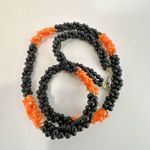 Black onyx beaded and coral long twisted necklace Photo 3