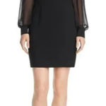 Aidan Mattox  Dress Womens 0 Black‎ Off Shoulder Sheer Long Sleeve Cocktail Party Photo 0