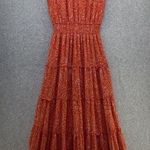 1. State  Women's Maxi Dress Orange Tiered Sleeveless Size XS Keyhole Smocked Photo 0