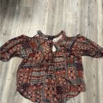 A Byer A. Byer Boho Patchwork Blouse | Crochet Lace Detail | Size M Photo 7