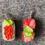 New US Kawaii Sushi Sashimi Nigiri Food‎ Salmon Fish Roes Earrings Miniature … Orange Photo 0