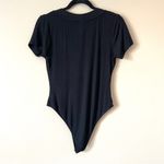 Pink Rose  | Black Ribbed V-neck Short Sleeve Bodysuit Sz M Photo 2