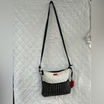 L by Betsey Jhonson Elegant White and Black Striped Women's Bag Photo 6