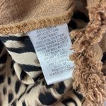 Umgee  Top Womens Medium Brown Cheetah Leopard Print Fringe Western Linen Cotton Photo 4