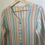 Sundance Top Striped Pop Over Long Sleeve Tunic Cotton Beach Vacation Medium Photo 1