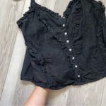 ZARA Ruffle Tank Top embroidered floral sheer crop womens Black (large) coquette Photo 6