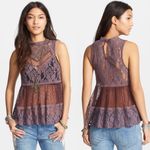 Free People  'Lady Bird' Mixed Lace Tank Photo 9