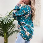 Vacate the Label Floral Dolman Collared Top Green Photo 9