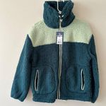 Universal Threads Universal Thread Womens Sherpa Fleece Jacket XS Zip-Up Two-Tone Green & Teal NWT Photo 3