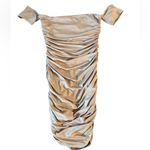 superdown Taupe Off Shoulder Bodycon Mini Dress XS Ruched Going Out Party NWT Photo 1