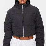 Pretty Little Thing  Cropped Puffer Zip Up Jacket Black Size 4 Photo 0