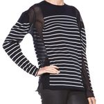 T Alexander Wang Side Sheer Panels Striped Lightweight Long Sleeve Sweater Blue Size M Photo 1