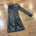 Just Cavalli  one shoulder long sleeve ruched Black Dress, with hardware,  38 EU Photo 2