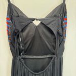 Soiéblu Soieblu Embroidered Aztec Boho Full Length Black Maxi Dress Open Back NEW Photo 7