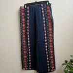 ZARA Embroidered Crop Trousers navy wide leg pants Size Small Photo 1