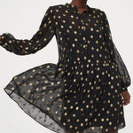 H&M NWOT  Chiffon Dress Black/gold-colored dots Photo 0