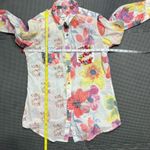 Desigual Embroidered Floral Long Sleeve Roll Tab Shirt Medium Western Rockabilly Photo 10