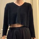 Heart & Hips Black Cropped V Neck Sweater Photo 0