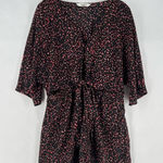 BB Dakota BB‎ Dakota Printed Lightweight Button Tie Front Waist Cutout Batwing Romper Photo 0