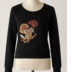 🔵 La go go Black Embroidered Owl Sweatshirt | Size S | Whimsical Fall Vibes Photo 5