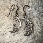 Sterling‎ Silver 925 Quarter Moon Dangly Earrings Photo 1