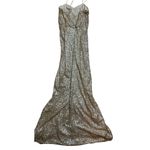 Sorella Vita Dress Gold Sequin Maxi Spaghetti Strap Bridesmaid Party Dress size Photo 3