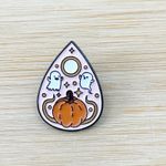 Cute Ghost Planchette Soft Enamel Pin, Cute Ghost Enamel Pins, Spooky Cartoon Pink Photo 0