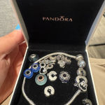 Pandora icon Silver Bracelet with Blue and silver Charms Photo 0