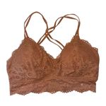 Maurice's Yellow Brown Allover Lace Smock Strappy Back Bralette Photo 0