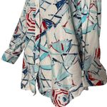 CHAPS  Womens L Button Up Shirt Nautical Preppy Umbrella Print Gingham Plaid Cuff Photo 4