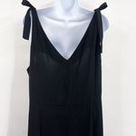 Anthropologie Bow Shoulder Tie Solid Black Sleeveless Maxi Dress Mossimo Large V Neck Flowy Photo 4