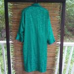 Victoria's Secret Victoria Secret M Engraved Satin Forest Green Robe Photo 3
