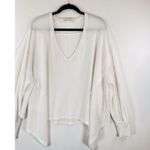 We The Free  Womens Top White Coraline Thermal V Neck Waffle Knit Oversized XS Photo 5